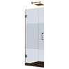 Unidoor 26"x72" Frameless Hinged Shower Door, Frosted Band Glass, Chrome