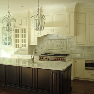 Raised Panel White Inset w/ Dark Cherry Island