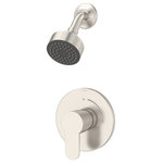 Symmons Industries - Identity Single Handle Shower Faucet Trim, 1.5 gpm, Satin Nickel - Constructed of high quality materials, this shower trim kit from the Identity suite features sleek curves and defined edges. This trim kit includes a shower arm, low flow showerhead, escutcheon, and an ADA compliant lever handle. This eco friendly single mode showerhead is WaterSense certified and has a low flow rate of 1.5 GPM, conserving water and saving you money on your water bill without affecting the shower's performance. Like all Symmons products, this Identity trim kit is backed by a limited lifetime consumer warranty and 10 year commercial warranty.