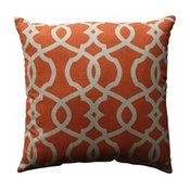 Lattice Damask Blue 18" Throw Pillow, Tangerine