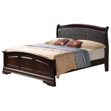 Louis Philippe Cappuccino Upholstered Full Panel Bed