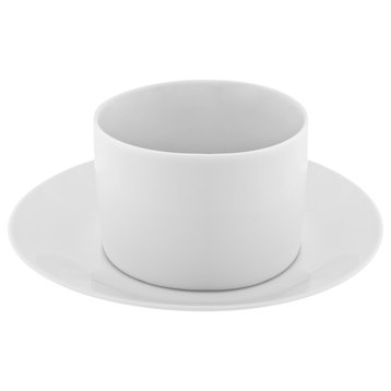 Royal White Can Cup and Saucer (No Handle), Set of 6