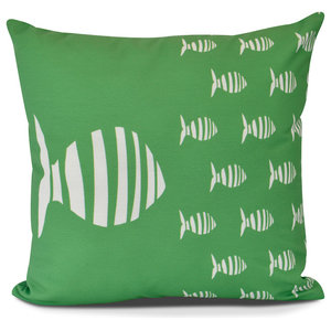 Shark Tank Animal Print Outdoor Pillow Green Beach Style