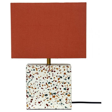 Moe's Home Collection Terrazzo 1-Light Square Marble Table Lamp in Multi-Color