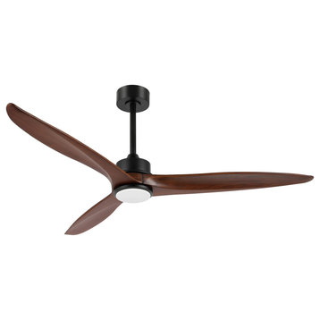 60" 3-Blade Reversible LED Ceiling Fan With Remote Control and Light Kit, Black
