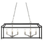 Golden Lighting - Leighton 8-Light Linear Pendant, Pewter Black Frame - Leighton is a transitional and sleek minimalistic design. These attractive open-cage lanterns are two-toned and offered in multiple color combinations. The smooth painted cages house exposed lamps in either plated Pewter or Satin Gold finishes. The beautiful, airy aesthetic is heightened by the elegance of the exposed candelabras and strong lines. Strategically integrated plated metal accents finish the design.  *Canopy Included: TRUE *Canopy Diameter: 11.75 x 4Dimable: TRUE