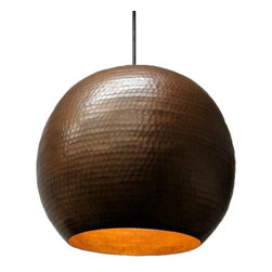 SoLuna Copper - Copper Globe Pendant Light in Caf&eacute; Natural, Extra Large - Pendant Lighting