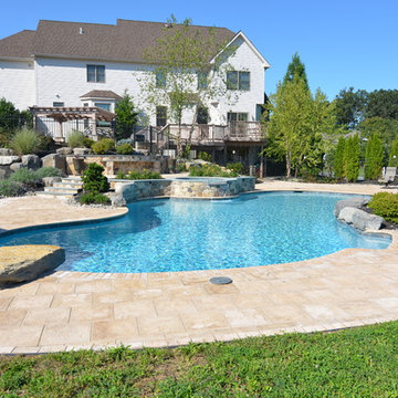 Mediterranean Free Form Swimming Pool with Spa