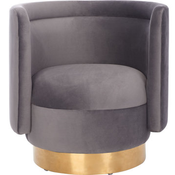 Brynlee Swivel Accent Chair Slate, Gold
