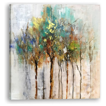 "Color Me Trees" Hand Painted Canvas Art - Wrapped Canvas Painting