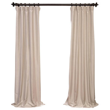 Antique Beige Blackout Faux Silk Taffeta Curtain Single Panel, 50"x84"