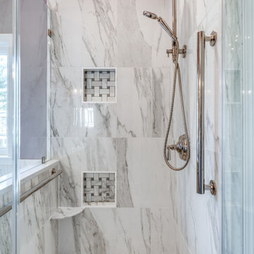 Eclectic White Master Bathroom Design Leesburg, VA