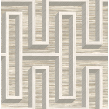 Henley Taupe Geometric Grasscloth Wallpaper, Swatch