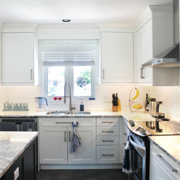 Transitional Blue and White Kitchen
