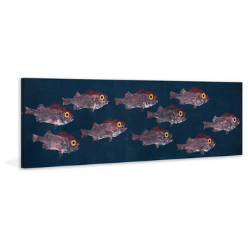 "Splitnose Rockfish" Painting Print on Wrapped Canvas, 60"x20"