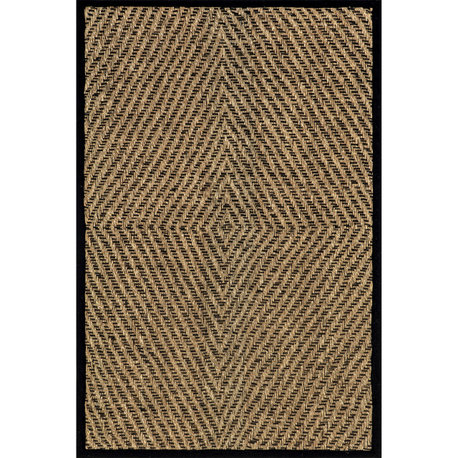 Nuloom Meara Geometric Striped Seagrass Rug, Black 9' x 12'