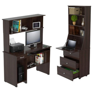 Home Square 2-Piece Set with Computer Desk with Hutch & Bookcase