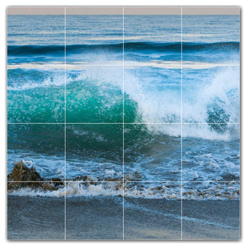 Waves Ceramic Tile Wall Mural HZ501154-44S. 17" x 17"