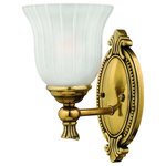 Hinkley - Francoise Wall Sconce, Frosted Ribbed Glass, Burnished Brass - Number of Bulbs: 1