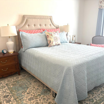 Blue and Coral Master Bedroom