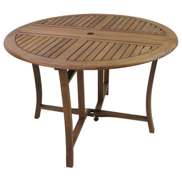 Outdoor Interiors Round Eucalyptus Folding Dining Table, 43"