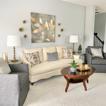 Gray and Cream Transitional Living Room
