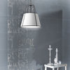 18" Contemporary Modern Pendant Light, Black With White Tapered Drum Shade