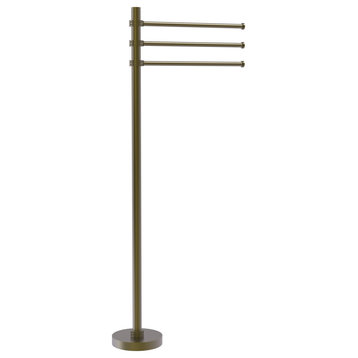 Towel Stand with 3 Pivoting 12" Arms, Antique Brass