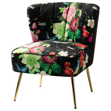 Accent Side Chair With Tufted Back, Black