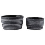 Urban Trends - Round Cement Pot With Rustic Pattern Design, Washed Dark Gray, Set of 2 - UTC pots are made of the finest cements which makes them tactile and attractive. They are primarily designed to accentuate your home, garden or virtually any space. Each pot is treated with a rust washed finish that gives them rigidity against climate change, or can simply provide the aesthetic touch you need to have a fascinating focal point!!