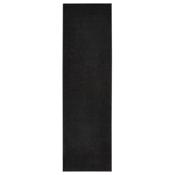 Nourison Nourison Essentials Nre01 Solid Color Rug, Black, 2'2"x10'0" Runner