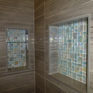 Porcelain Tile Shower 12" x 24" Rectangular Tile with modern straight set Patter