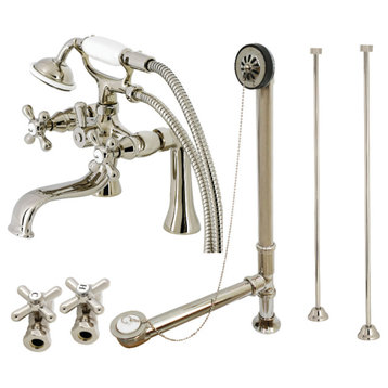 CCK228PN Deck Mount Clawfoot Tub Faucet Package and Supply Line, Polished Nickel