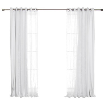 Rose Sheers & Blackout Curtains, White, 52"x84"