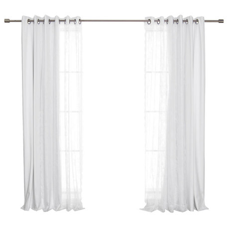 Rose Sheers & Blackout Curtains, White, 52"x84"