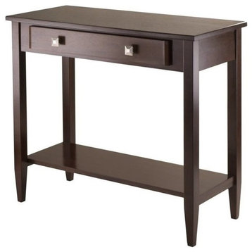 Pemberly Row Transitional Solid Wood Console Hall Table w/ Tapered Leg in Walnut