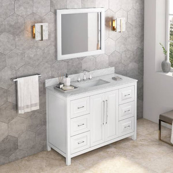 Jeffrey Alexander Cade 48" White Single Sink Vanity With Marble Top