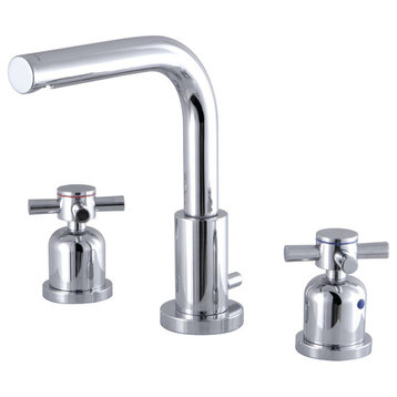 Fauceture Widespread Bathroom Faucet With Brass Pop-Up, Polished Chrome