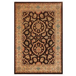 Bareens Designer Rugs - Classic Ziegler Lillian Brown Tan Hand-Knotted Wool Rug - 8'11'' x 11'9'' - Enhance the ambiance of your home with this magnificent Persian-influenced Turkish hand-knotted rug made by skilled artisans capable of creating the most exceptional vegetable dyes and hand-spun wool. This exquisite handmade rug is a one-of-a-kind Peshawar Kafkaz, otherwise identified as Chobi, Chobi Peshawar, Oushak, or Ziegler rug. These handmade rugs are crafted in Pakistan utilizing superior-quality wool imported from Australia, New Zealand, and Korea in two types of weaves: the Persian weave and the Mori weave. This rug is meticulously crafted by hand using the finest natural vegetable dyes extracted from local plants. The artisans use a blend of hand-spun local and fine merino wool, resulting in a rug with a compelling texture, higher lanolin content, and longer staple. The artisans occasionally incorporate natural or artificial silk into the pile to enhance specific motifs. The finished product is an awe-inspiring execution of flawless design and an understated palette that exudes elegance.