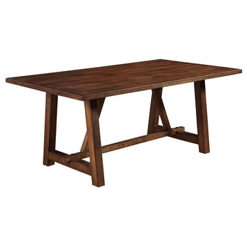 Alpine Furniture Arendal Wood Trestle Dining Table in Dark Oak (Brown)