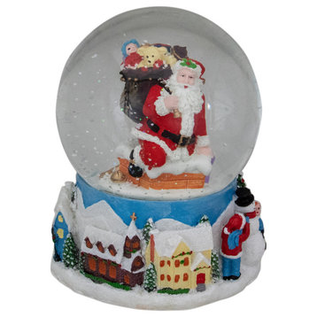 6.5" Santa Coming Down the Chimney Christmas Snow Globe
