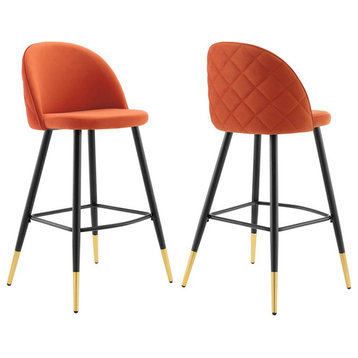 Modway Furniture Cordial Velvet Bar Stools - Set of 2, Orange -EEI-4527-ORA
