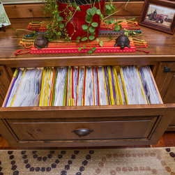 Knotty Alder Built-in bookshelf and Quarter Sawn Oak desk - Products