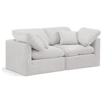 Meridian Furniture - Indulge Upholstered Modular Sofa, Cream, 2-Piece: 2 Corner Chair, Down Stuffed Velvet - Experience ultimate comfort and style with our cream velvet Indulge Sofa. The luxurious velvet will elevate the aesthetic of any room. This sofa provides ample space for you to relax while its modular build offers the option of unlimited configurations. Whether you're looking to add a stylish element to your living room or a comfortable seating option to your bedroom, this sofa is the perfect choice.