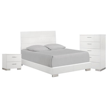 Coaster Felicity 3PC Set with Chest and Nightstand with Panel Bed
