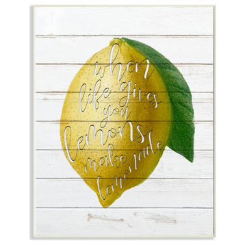 Lemons To Lemonade Wood Textured Inspirational Word Design, 13"x19"