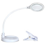 Brightech - Brightech Lightview Flex 2 in 1 Desk Lamp, 5 Diopter Glass Flexible Gooseneck, White - Magnifying Glasses With Light For up Close Work: This magnifying glass with light is designed for people who need continuous up close focused work or anyone who needs visual aids to reduce eye fatigue. With a 3" lens made of genuine diopter glass, you won’t feel dizzy when you use it for reading, cross-stitching, sewing, painting, needlework, and other small projects. Things are in focus 8" away.