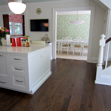LATTINGTOWN: SELECT WHITE OAK INSTALLED/FINISHED W DARK WALNUT STAIN + TUNG OIL