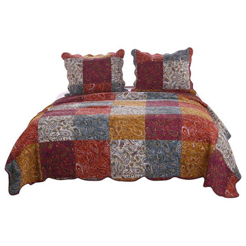 Greenland Home Fashions Paisley Slumber Quilt Set Twin Spice