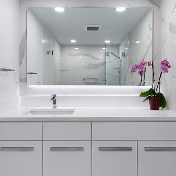 Bathroom vanity, with backlit mirror